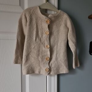 Kids Cream Button-Up Sweater Wool Cotton Blend